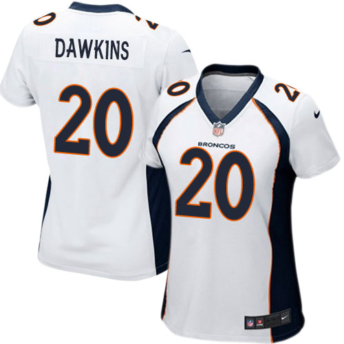 Women's Nike Denver Broncos #20 Brian Dawkins Game White NFL Jersey
