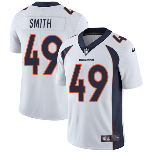 Men's Nike Denver Broncos #49 Dennis Smith White Vapor Untouchable Limited Player NFL Jersey