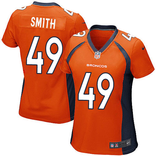 Women's Nike Denver Broncos #49 Dennis Smith Game Orange Team Color NFL Jersey