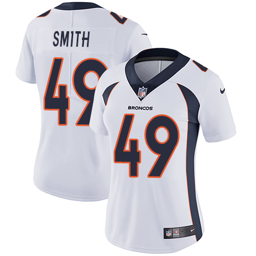 Women's Nike Denver Broncos #49 Dennis Smith White Vapor Untouchable Elite Player NFL Jersey