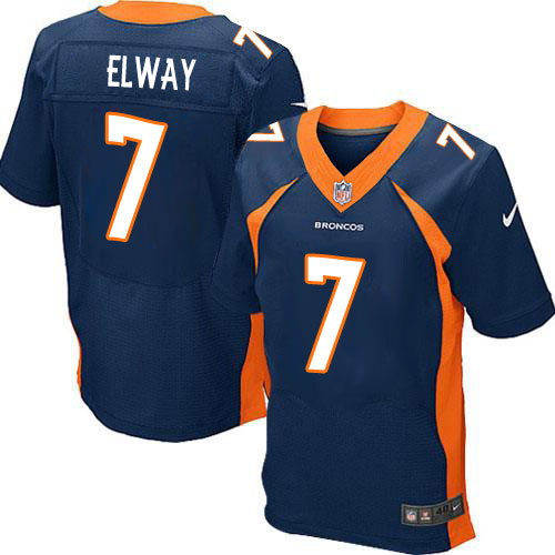Men's Nike Denver Broncos #7 John Elway Elite Navy Blue Alternate NFL Jersey