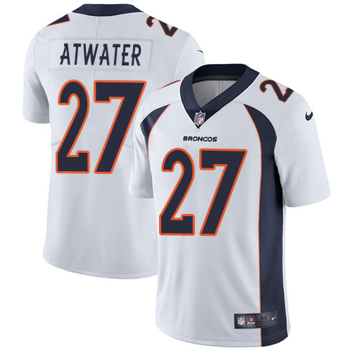 Men's Nike Denver Broncos #27 Steve Atwater White Vapor Untouchable Limited Player NFL Jersey