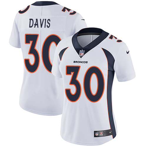 Women's Nike Denver Broncos #30 Terrell Davis White Vapor Untouchable Elite Player NFL Jersey