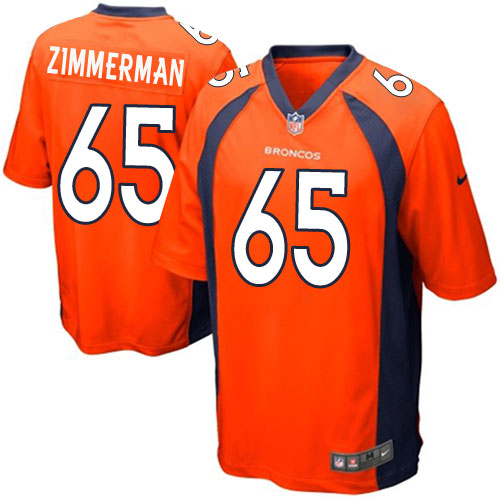 Men's Nike Denver Broncos #65 Gary Zimmerman Game Orange Team Color NFL Jersey