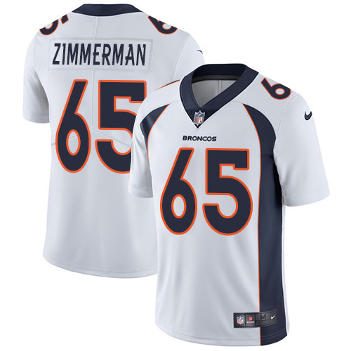 Men's Nike Denver Broncos #65 Gary Zimmerman White Vapor Untouchable Limited Player NFL Jersey