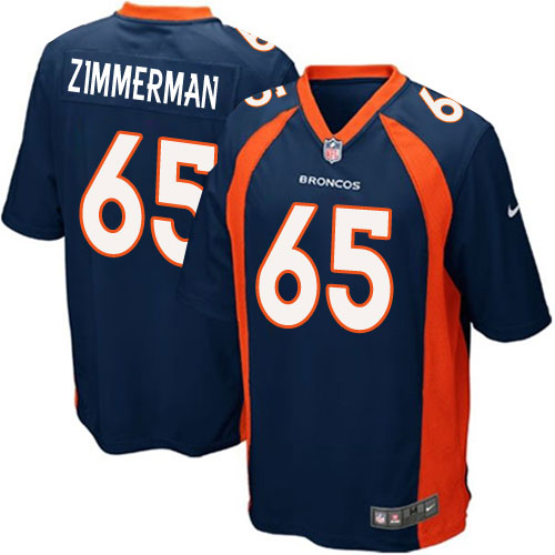 Men's Nike Denver Broncos #65 Gary Zimmerman Game Navy Blue Alternate NFL Jersey