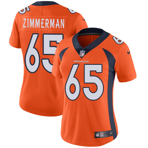 Women's Nike Denver Broncos #65 Gary Zimmerman Orange Team Color Vapor Untouchable Elite Player NFL Jersey