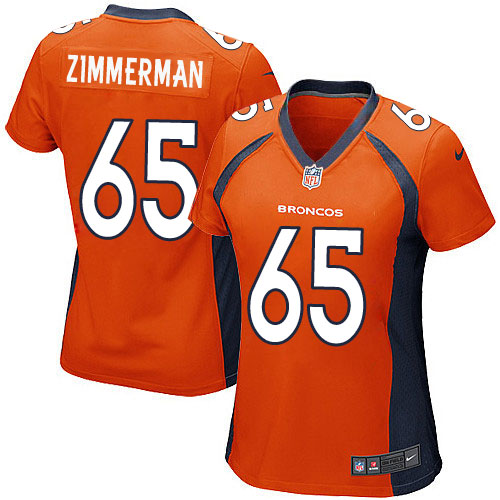 Women's Nike Denver Broncos #65 Gary Zimmerman Game Orange Team Color NFL Jersey