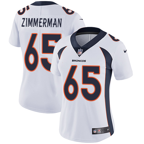 Women's Nike Denver Broncos #65 Gary Zimmerman White Vapor Untouchable Elite Player NFL Jersey
