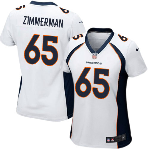 Women's Nike Denver Broncos #65 Gary Zimmerman Game White NFL Jersey