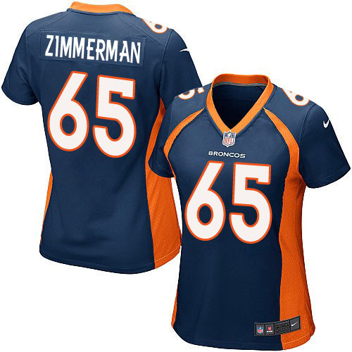Women's Nike Denver Broncos #65 Gary Zimmerman Game Navy Blue Alternate NFL Jersey
