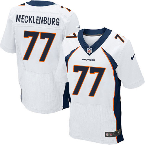 Men's Nike Denver Broncos #77 Karl Mecklenburg Elite White NFL Jersey