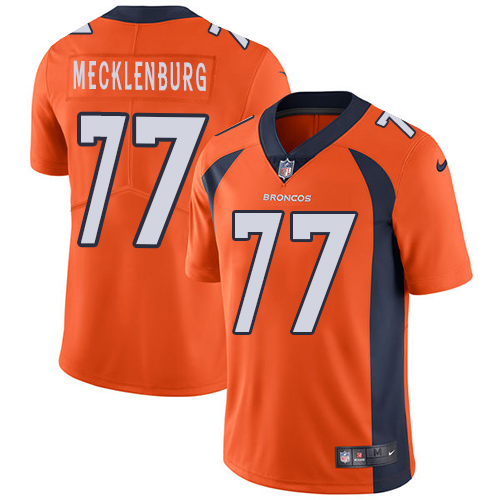 Youth Nike Denver Broncos #77 Karl Mecklenburg Orange Team Color Vapor Untouchable Elite Player NFL Jersey