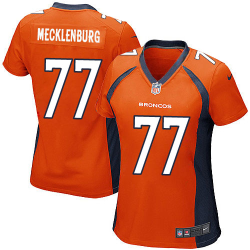 Women's Nike Denver Broncos #77 Karl Mecklenburg Game Orange Team Color NFL Jersey