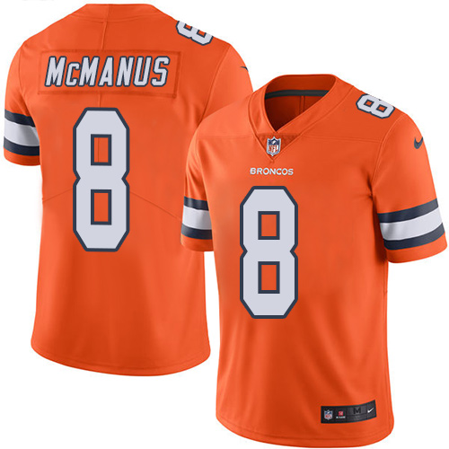 Men's Nike Denver Broncos #8 Brandon McManus Limited Orange Rush Vapor Untouchable NFL Jersey