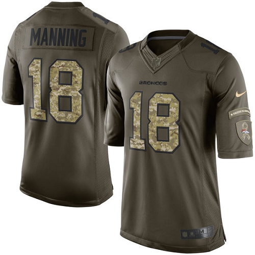 Youth Nike Denver Broncos #18 Peyton Manning Limited Olive 2017 Salute to Service NFL Jersey