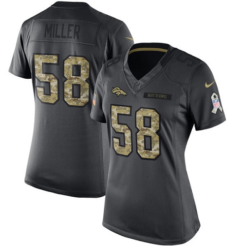 Women's Nike Denver Broncos #58 Von Miller Limited Black 2016 Salute to Service NFL Jersey