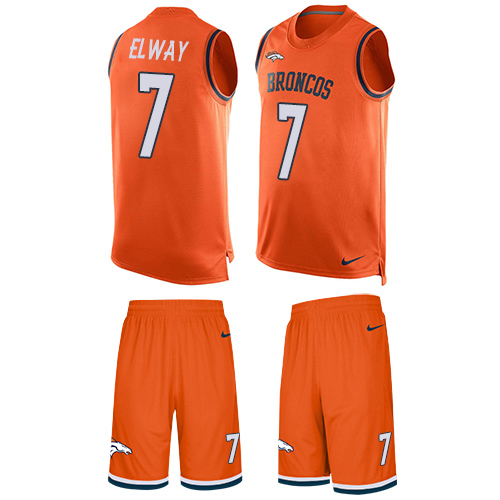 Men's Nike Denver Broncos #7 John Elway Limited Orange Tank Top Suit NFL Jersey