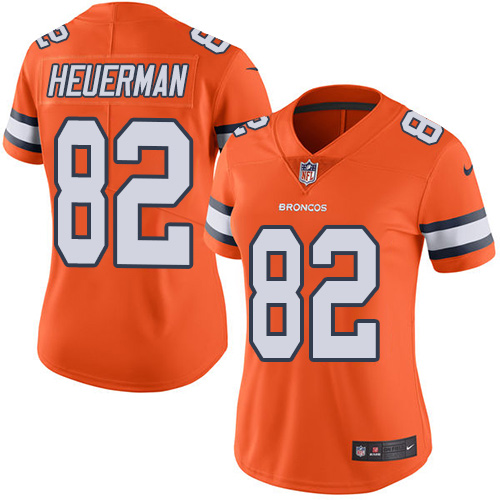 Women's Nike Denver Broncos #82 Jeff Heuerman Limited Orange Rush Vapor Untouchable NFL Jersey