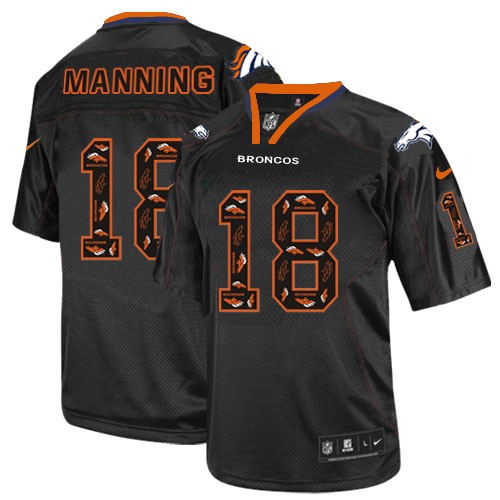 Men's Nike Denver Broncos #18 Peyton Manning Elite New Lights Out Black NFL Jersey