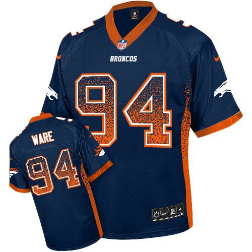 Men's Nike Denver Broncos #94 DeMarcus Ware Elite Navy Blue Drift Fashion NFL Jersey