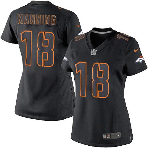 Women's Nike Denver Broncos #18 Peyton Manning Limited Black Impact NFL Jersey