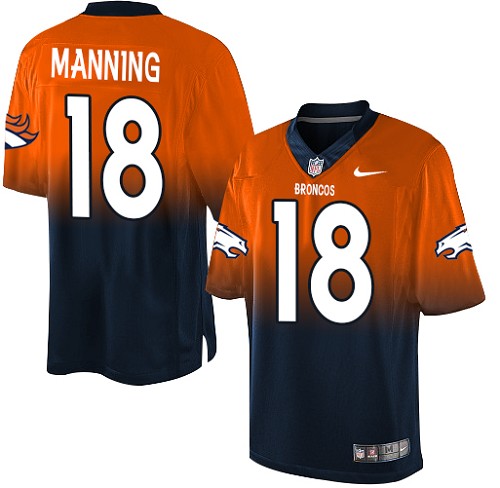 Youth Nike Denver Broncos #18 Peyton Manning Elite Orange/Navy Fadeaway NFL Jersey