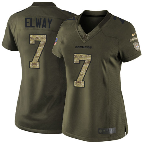 Women's Nike Denver Broncos #7 John Elway Limited Olive 2017 Salute to Service NFL Jersey