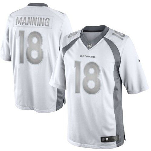 Men's Nike Denver Broncos #18 Peyton Manning Limited White Platinum NFL Jersey