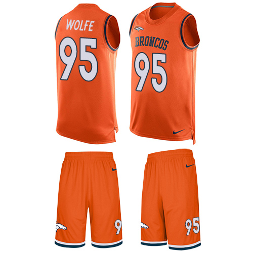 Men's Nike Denver Broncos #95 Derek Wolfe Limited Orange Tank Top Suit NFL Jersey