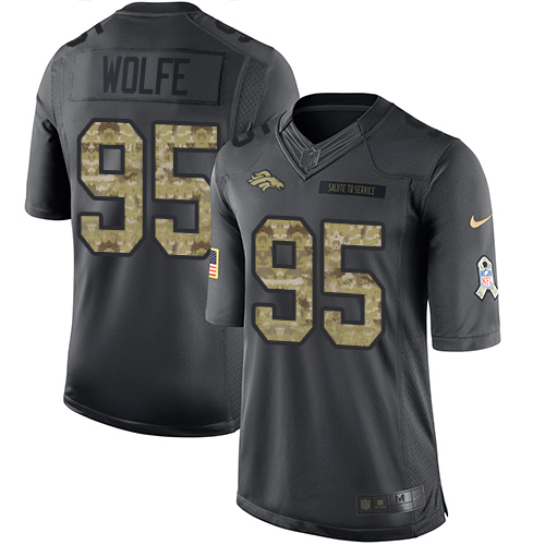 Men's Nike Denver Broncos #95 Derek Wolfe Limited Black 2016 Salute to Service NFL Jersey