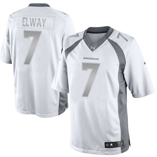 Men's Nike Denver Broncos #7 John Elway Limited White Platinum NFL Jersey
