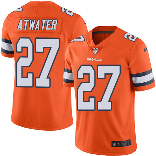 Men's Nike Denver Broncos #27 Steve Atwater Limited Orange Rush Vapor Untouchable NFL Jersey