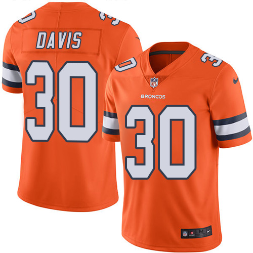 Men's Nike Denver Broncos #30 Terrell Davis Limited Orange Rush Vapor Untouchable NFL Jersey