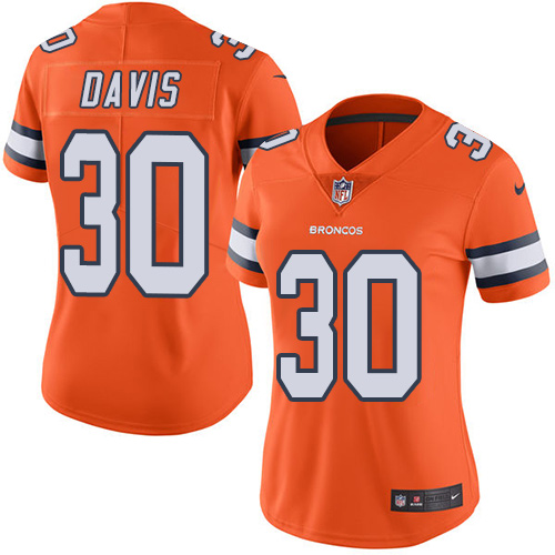 Women's Nike Denver Broncos #30 Terrell Davis Elite Orange Rush Vapor Untouchable NFL Jersey