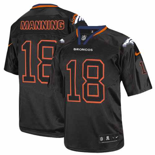 Youth Nike Denver Broncos #18 Peyton Manning Elite Lights Out Black NFL Jersey