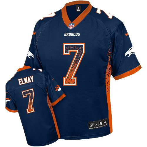 Men's Nike Denver Broncos #7 John Elway Elite Navy Blue Drift Fashion NFL Jersey
