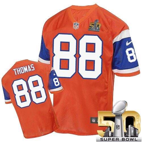 Men's Nike Denver Broncos #88 Demaryius Thomas Elite Orange Throwback Super Bowl 50 Bound NFL Jersey