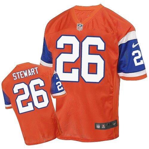 Men's Nike Denver Broncos #26 Darian Stewart Elite Orange Throwback NFL Jersey
