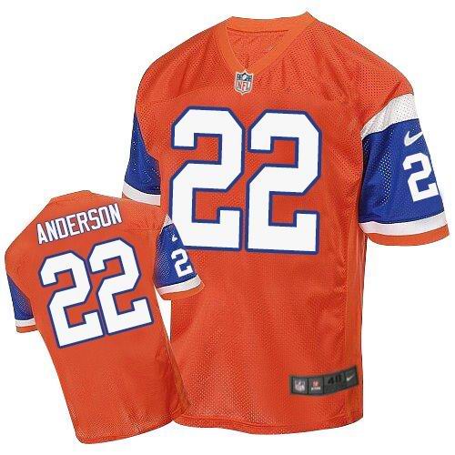 Men's Nike Denver Broncos #22 C.J. Anderson Elite Orange Throwback NFL Jersey