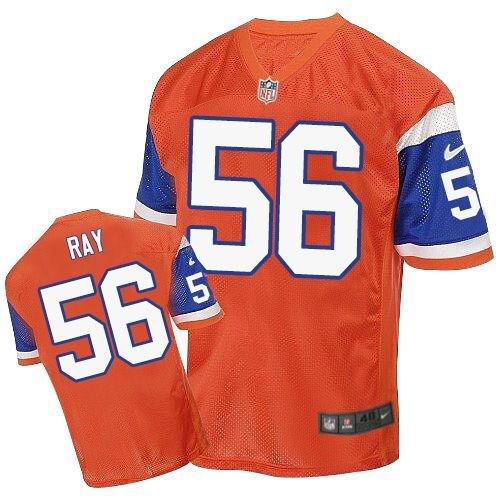 Men's Nike Denver Broncos #56 Shane Ray Elite Orange Throwback NFL Jersey
