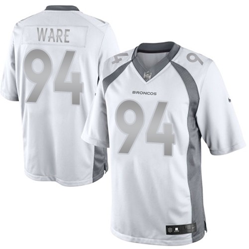 Men's Nike Denver Broncos #94 DeMarcus Ware Limited White Platinum NFL Jersey