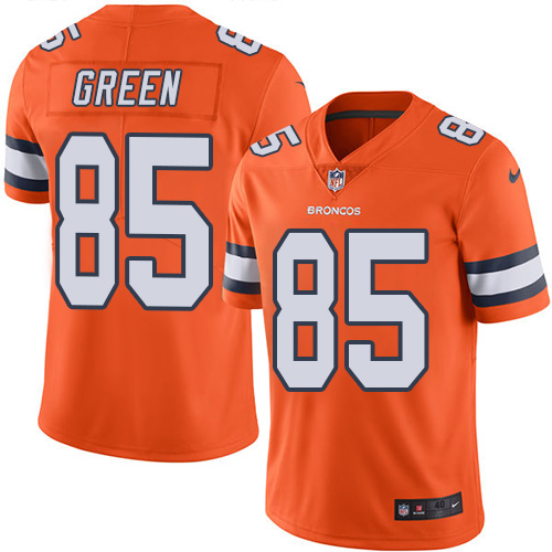 Men's Nike Denver Broncos #85 Virgil Green Elite Orange Rush Vapor Untouchable NFL Jersey
