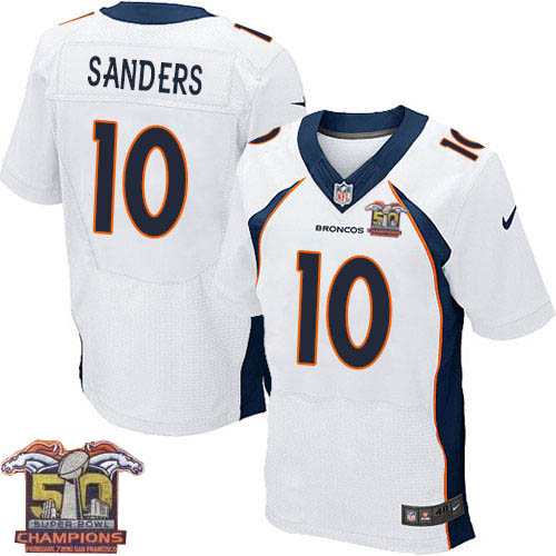 Men's Nike Denver Broncos #10 Emmanuel Sanders Elite White Super Bowl 50 Champions NFL Jersey