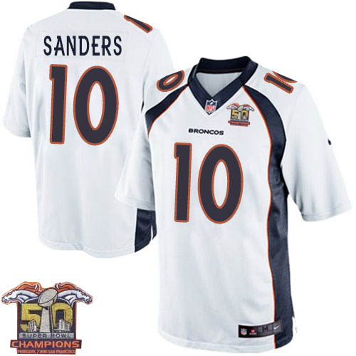 Youth Nike Denver Broncos #10 Emmanuel Sanders Elite White Super Bowl 50 Champions NFL Jersey