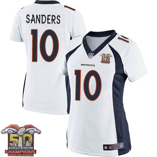 Women's Nike Denver Broncos #10 Emmanuel Sanders Elite White Super Bowl 50 Champions NFL Jersey