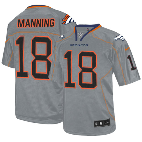 Men's Nike Denver Broncos #18 Peyton Manning Elite Lights Out Grey NFL Jersey