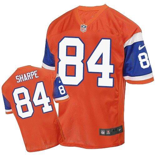 Men's Nike Denver Broncos #84 Shannon Sharpe Elite Orange Throwback NFL Jersey