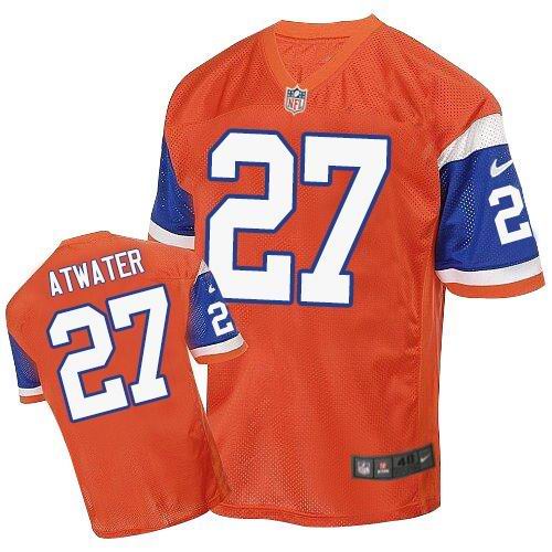 Men's Nike Denver Broncos #27 Steve Atwater Elite Orange Throwback NFL Jersey