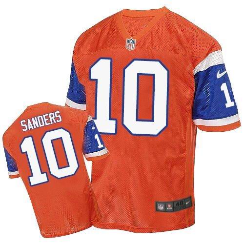 Men's Nike Denver Broncos #10 Emmanuel Sanders Elite Orange Throwback NFL Jersey